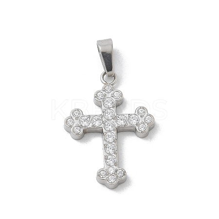 304 Stainless Steel Micro Pave Cubic Zirconia Pendants STAS-Z107-08P-11-1