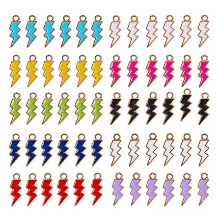 60Pcs 10 Colors Light Gold Plated Alloy Enamel Pendants sgENAM-SZ0001-33LG-1