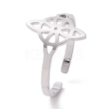 Non-Tarnish 304 Stainless Steel Sailor's Knot Open Cuff Ring RJEW-P037-03P-1