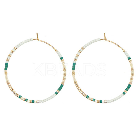 Handmade Glass Seed Beads Hoop Earrings LS-HQ0649-3-1