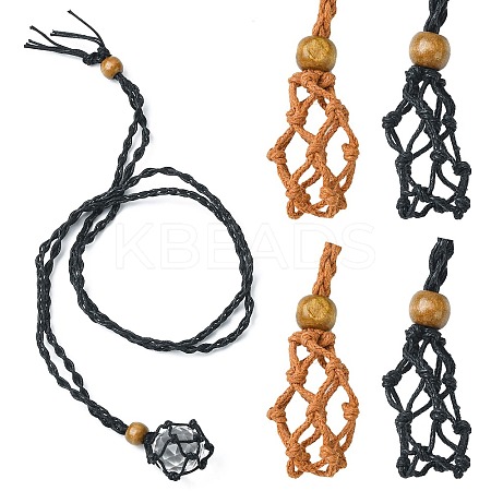 4Pcs 2 Colors Braided Wax Rope Cord Macrame Pouch Necklace Making NJEW-CJ0001-02-1