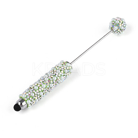 ABS Imitation Pearl & Polymer Clay Pave Rhinestone Touch Screen Stylus AJEW-T013-06D-1