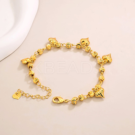 Vintage Beach Brass Heart Tassel Anklets for Women QQ1110-2-1