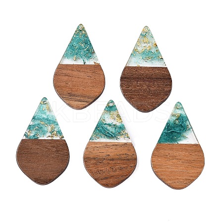 Transparent Resin and Walnut Wood Pendants RESI-T057-06I-1