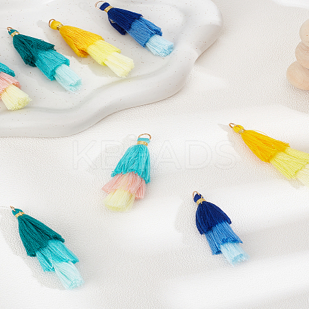 8Pcs 4 Colors Cotton Tassel Pendants FIND-LP0003-02-1