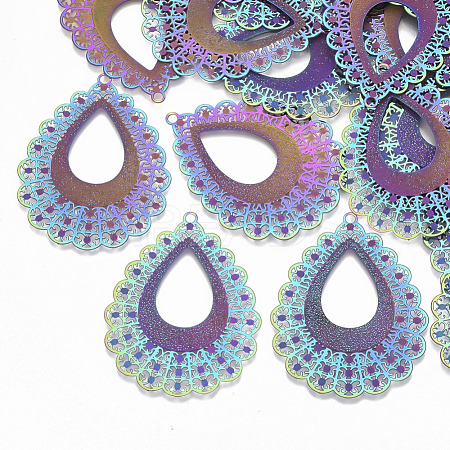 Ion Plating(IP) 304 Stainless Steel Filigree Pendants X-STAS-S108-68-1