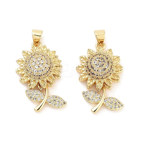 Rack Plating Brass Micro Pave Clear Cubic Zirconia Pendants KK-Z064-16G-1