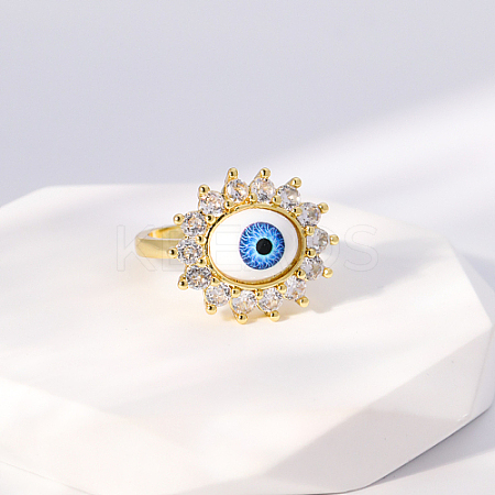 Evil Eye 201 Stainless Steel Open Cuff Rings for Women US1717-7-1