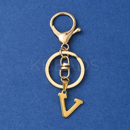 304 Stainless Steel Initial Letter Charm Keychains KEYC-YW00005-22-1