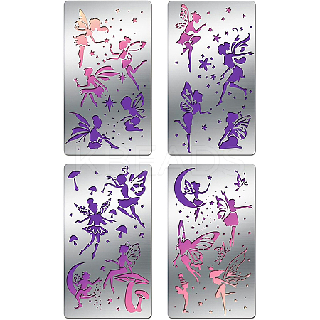 4Pcs 4 Patterns Stainless Steel Cutting Dies Stencils DIY-BC0002-96-1
