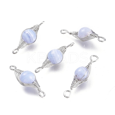 Natural Blue Lace Agate Links Connectors X-G-K305-A05-P-1
