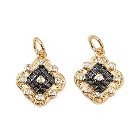 Brass Cubic Zirconia Charms KK-L251-46GB-C-1