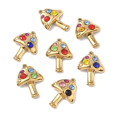 304 Stainless Steel Rhinestone Pendants STAS-L308-01G-1