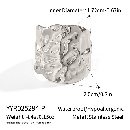 Vintage Wide Band 304 Stainless Steel Adjustable Cuff Rings for Women DC1658-2-1