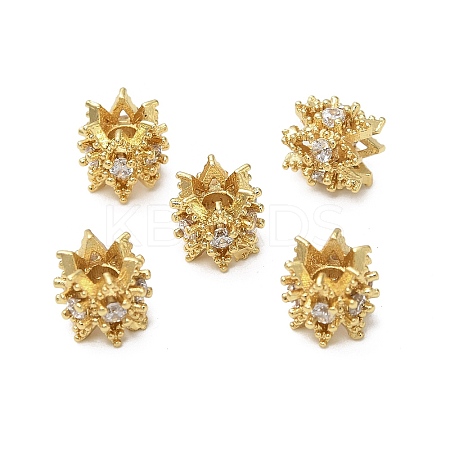 Brass Micro Pave Cubic Zirconia Beads KK-B142-22G-1