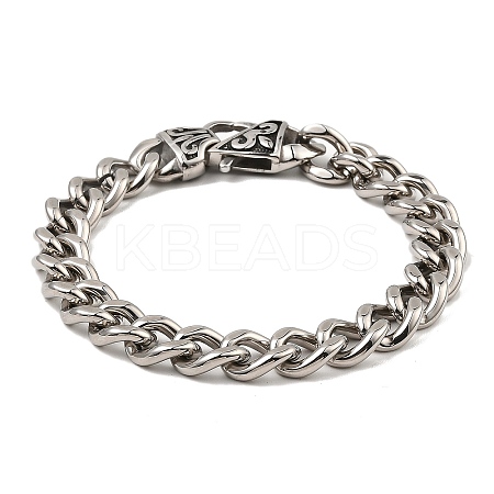 Non-Tarnish 304 Stainless Steel Cuban Link Chain Bracelet NJEW-D050-02C-P-1