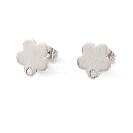 Non-Tarnish 201 Stainless Steel Stud Earring Findings with Hole EJEW-A071-10B-P-1