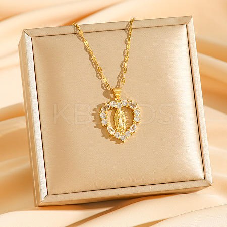 Brass Crystal Rhinestone Hollow Pendant Necklaces LS-NJEW-P331-01B-G-1