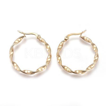 201 Stainless Steel Hoop Earrings LS-EJEW-A054-05A-G-1