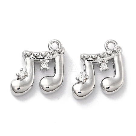 Brass Micro Pave Clear Cubic Zirconia Charms KK-M102-47P-1