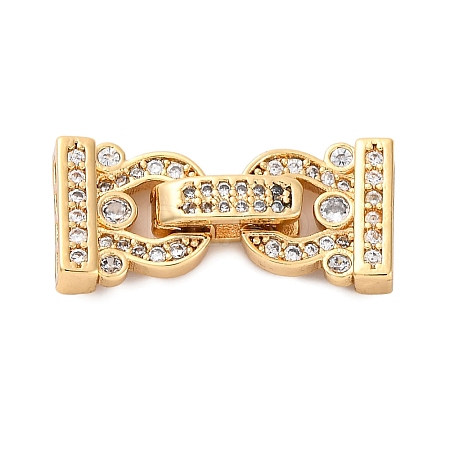 Brass Micro Pave Clear Cubic Zirconia Fold Over Clasps KK-P291-16G-1