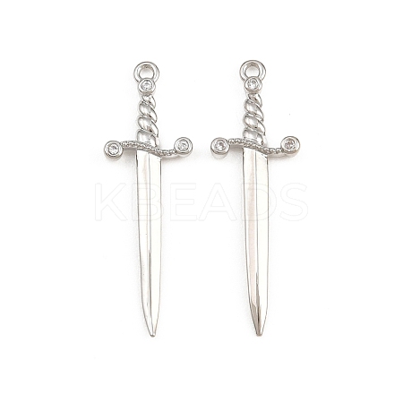 Brass Micro Pave Clear Cubic Zirconia Pendants CU-CBAD306-20P-1