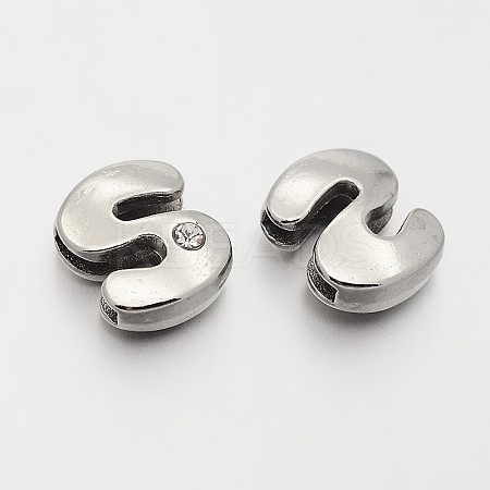 Letter Slider Beads for Watch Band Bracelet Making ALRI-O012-S-NR-1