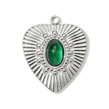 304 Stainless Steel Glass Pendants GLAA-OY001-38P-1