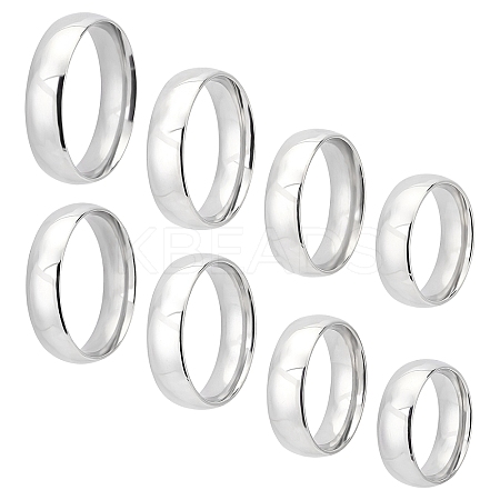 Unicraftale 8Pcs 8 Style 304 Stainless Steel Plain Simple Flat Band Rings for Men Women STAS-UN0031-66-1
