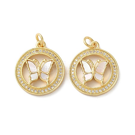 Brass Micro Pave Clear Cubic Zirconia Pendants KK-B083-37C-G-1