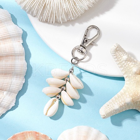 Natural Cowrie Shell Pendant Decorations HJEW-JM03096-02-1