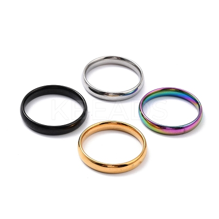 Ion Plating(IP) 304 Stainless Steel Simple Plain Band Finger Ring for Women RJEW-B036-08-1