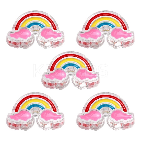 5Pcs Transparent Acrylic Enamel Beads OACR-YW0001-31B-1