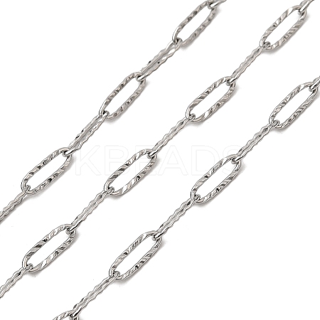 Tarnish Resistant 304 Stainless Steel Textured Paperclip Chains LS-CHS-I009-01P-A-1