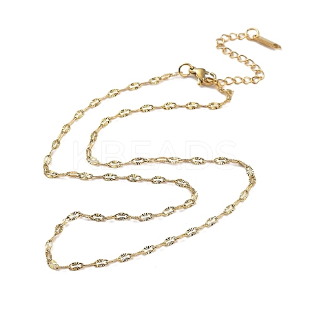 Ion Plating(IP) 304 Stainless Steel Textured Dapped Chain Necklace X-NJEW-D045-02G-1