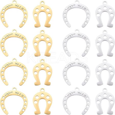 16Pcs 4 Styles 201 Stainless Steel Pendants STAS-UN0033-92-1