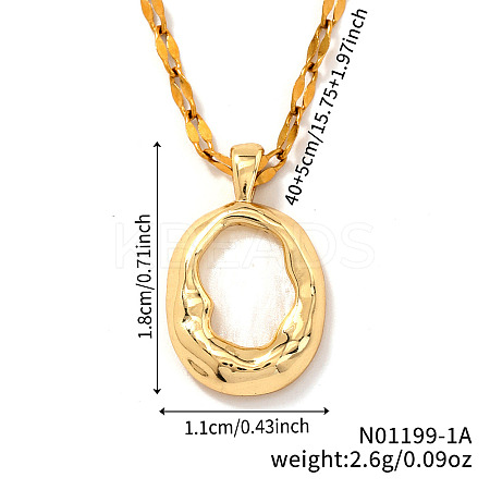 Chic Minimalist Brass Oval Pendant Dapped Chain Necklace for Women VG2128-1-1