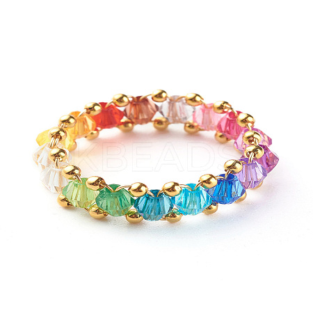 Transparent Acrylic Beads Finger Rings X1-RJEW-TA00004-1