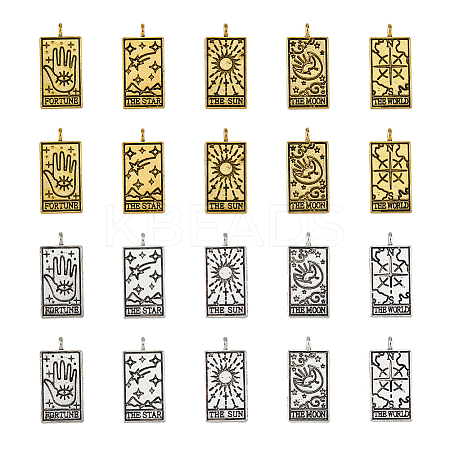 40Pcs 10 Styles Tibetan Style Alloy Pendants FIND-DC0004-51-1
