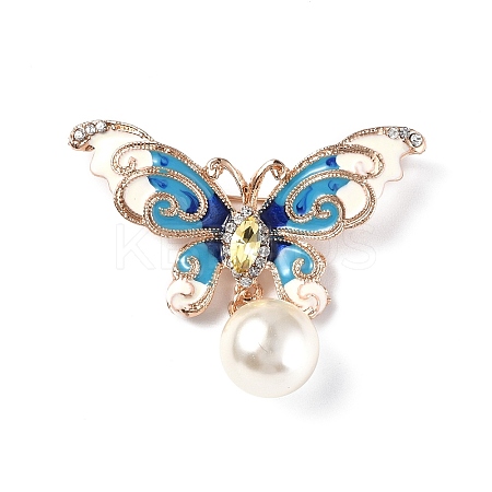 Butterfly with Plastic Imitation Pearl Enamel Pin JEWB-I020-01KCG-1