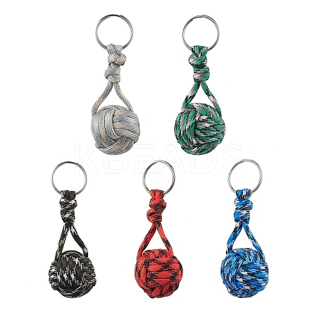 Polyester Braid Ball Stainless Steel Keychains KEYC-JKC01119-1