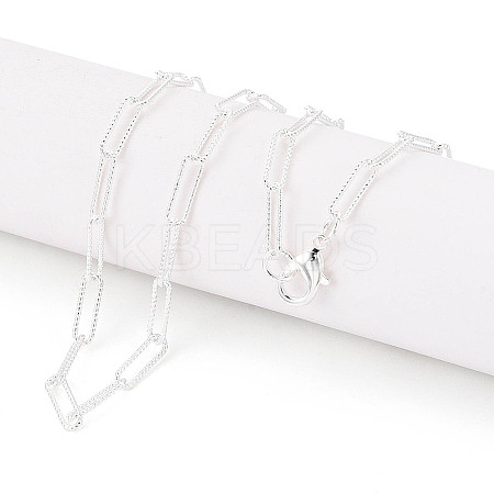 Brass Textured Paperclip Chain Necklace Making MAK-S072-03B-S-1