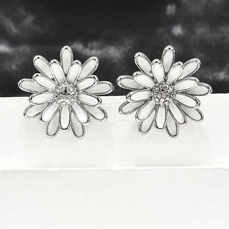 304 Stainless Steel Flowers Stud Earrings for Women EJEW-R023-02P-1