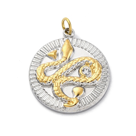 304 Stainless Steel Crystal Rhinestone Pendants STAS-E550-24G-1