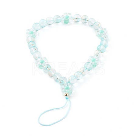 Frosted Round Spray Painted Glass Beaded Mobile Straps HJEW-JM00467-02-1
