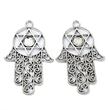 Tibetan Style Alloy Pendant Cabochon Settings TIBE-H142-10AS-1