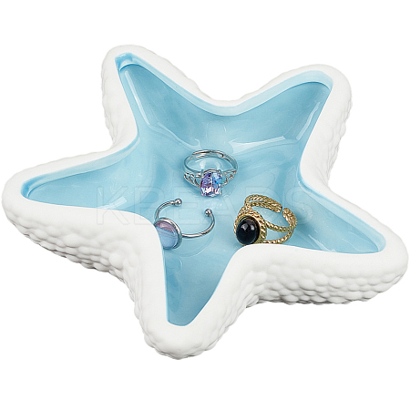 1Pc Starfish Shape Ceramic Jewelry Plate AJEW-SC0002-96B-1