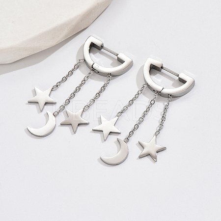 Exquisite metal star moon pendant earrings for daily wear women. GU5453-2-1
