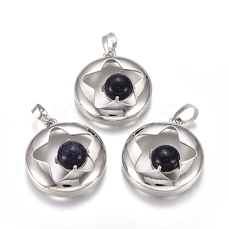 Synthetic Blue Goldstone Pendants G-L512-S08-1
