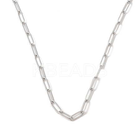 Rack Plating 304 Stainless Steel Paperclip Chain Necklaces NJEW-Q348-01P-1-1